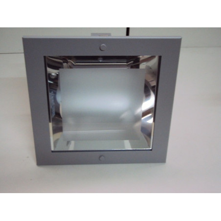 Encastré fixe carré gris reflecteur alu CIRO fluocompacte 2x32w G24q-3 réf TRJ121420