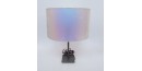 Lampe à poser déco anthracite avec abat-jour rond PVC irisé Ø 400mm H240 et inter lampe E27 230V (non incl) IP20 TRAJECTOIRE