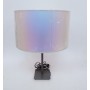 Lampe à poser déco anthracite avec abat-jour rond PVC irisé Ø 400mm H240 et inter lampe E27 230V (non incl) IP20 TRAJECTOIRE