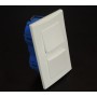 Kit encastré 1 poussoir + V&V 10A verticale avec plaque blanche et boite placo entraxe 57mm spécial renovation pret à poser