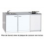 Meuble bas kitchenette 2 portes blanc 1m40 Hauteur 86cm NEOVA S15T12077