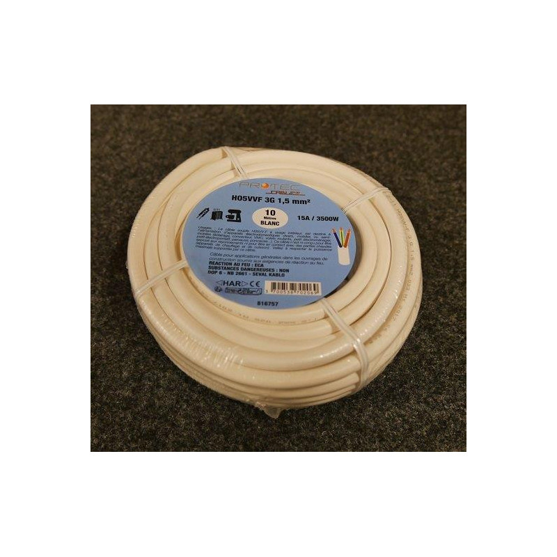 Cable souple H05VVF 3x1.5mm² PROTEC 816757