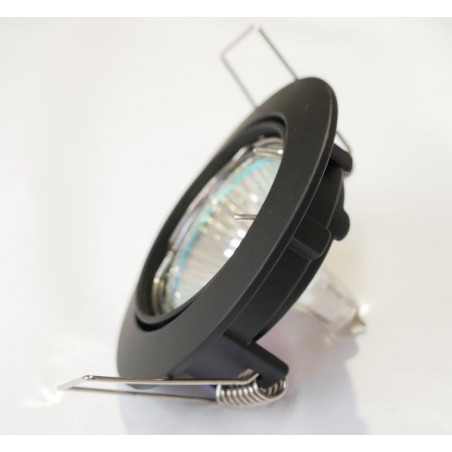 Kit encastré halogene 50W noir 82mm orientable avec transfo + lampe