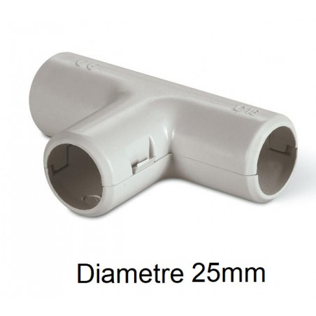 Té de dérivation Ø 25mm plastique gris (Boite de 25) IP40 tube IRL