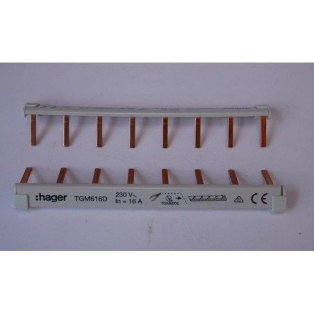 Peigne pontage 8-contacts 6mm² modulaire HAGER TGM616D