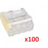 Bornes automatique 4 entrées pour fil rigide 2.5mm²  translucide-jaune (boite de 100) SIB P07134