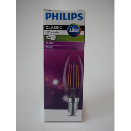 Lampe LED 4.3W flamme clair PHILIPS 808535