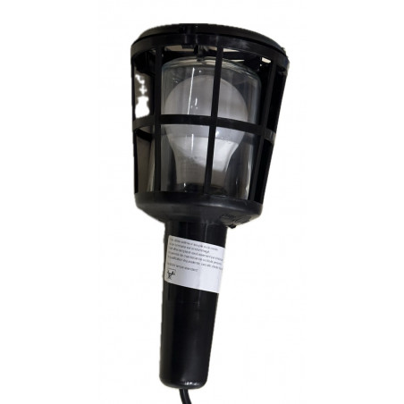 Baladeuse LED 8W cage plastique noire ampoule E27 3000K 700lm protection verre + cable 5m