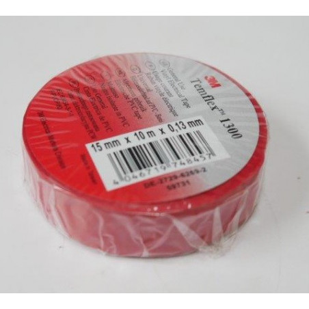 Ruban vinyl PVC adhésif isolant rouge 10M 15x0.13mm 3M Electricité 59731