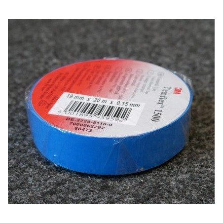 Ruban vinyl PVC adhésif isolant bleu 20M 19x0.15mm 3M Electricité 80472