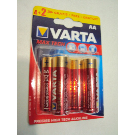 Blister de 4 piles LR6 max-tech + 2 piles gratuites VARTA 4706101404