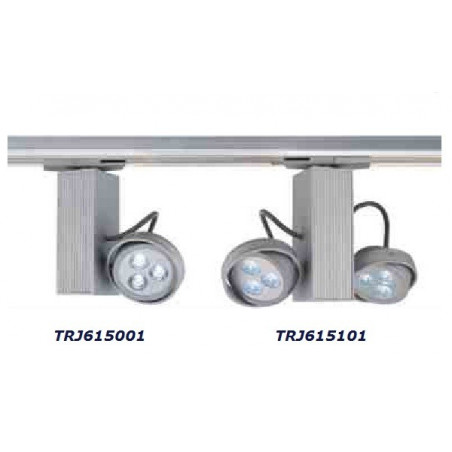 TRJ615001 : Projecteur orientable GIRO mini leds blanches 2x 3x1w pour rail monophasé 230V type M-rail